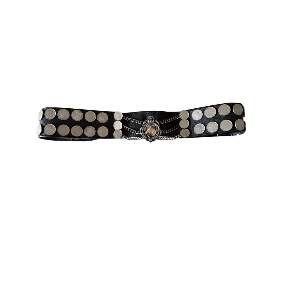Vintage Argentina coin leather belt equestrian unique boho South latin America